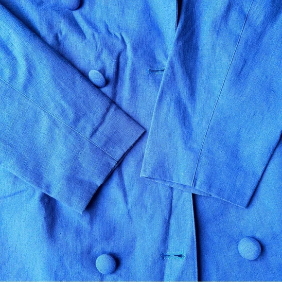 Vintage 81st & Park Linen Blend Blazer in Royal Blue - Picture 7 of 12